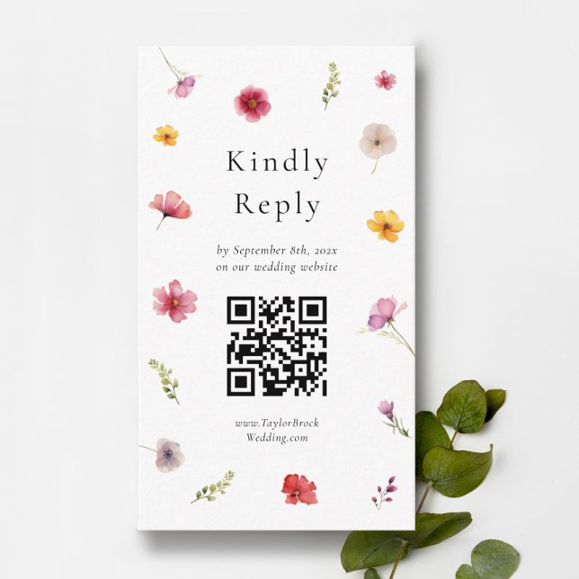 Wildflower Wedding RSVP QR Code Enclosure Card (Creator Uploaded)