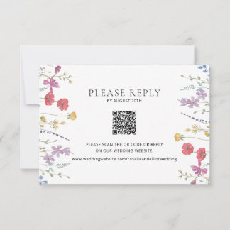 Wildflower Wedding RSVP QR Code Enclosure Card