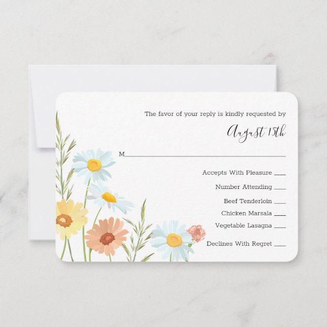Wildflower Wedding RSVP Response Cards (Back)