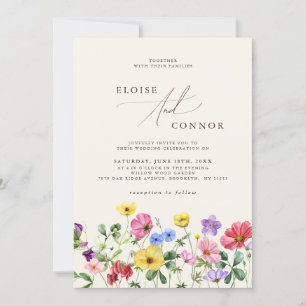 Wildflower Wedding Rustic Chic Floral Boho Wedding Invitation