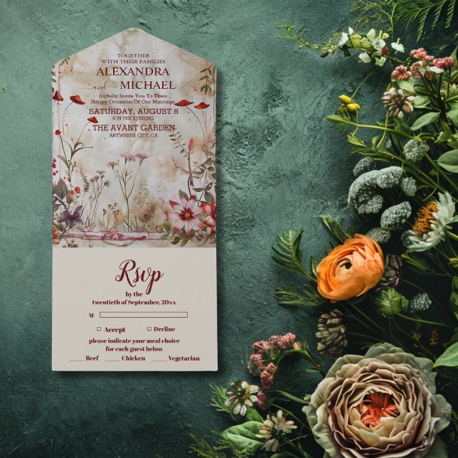 Wildflower Wedding Rustic Country  All In One Invitation (Creator Uploaded)