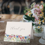 Wildflower Wedding Rustic Country Floral Thank You Card<br><div class="desc">Wildflower wedding thank you card with watercolor wild flowers. Thank You is lettered in handwritten script and the message inside is fully editable. This rustic country botanical design has a pretty border of wildflowers including daisy poppy cornflower coneflower buttercup seedhead and clover. An elegant modern floral with girly, bohemian garden...</div>