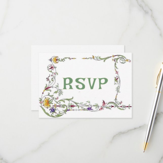 Wildflower Wedding Rustic Country Wild Flowers Wed RSVP Card (Front/Back In Situ)