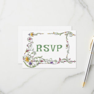 Wildflower Wedding Rustic Country Wild Flowers Wed RSVP Card
