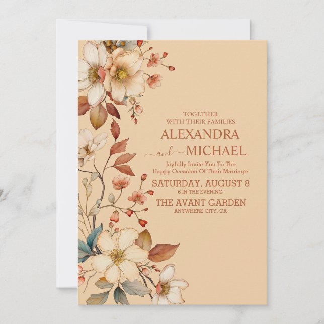 Wildflower Wedding Rustic Floral Invitation (Front)