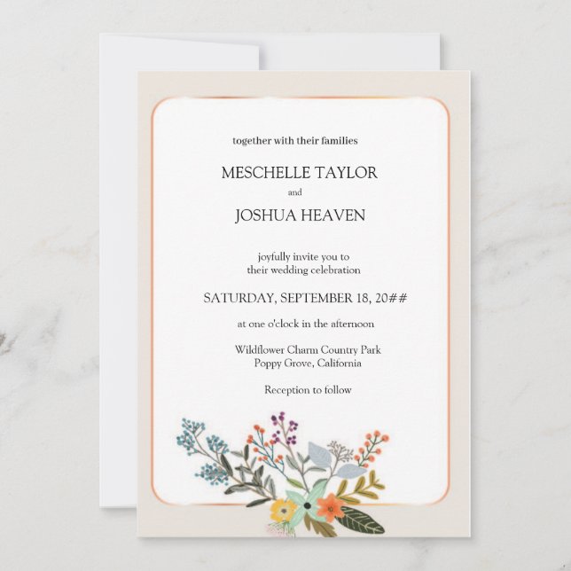 Wildflower Wedding Rustic Floral Photo Invitation (Front)