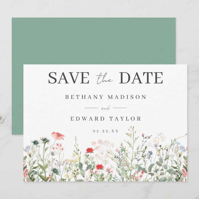 Wildflower Wedding Save The Date (Front/Back)