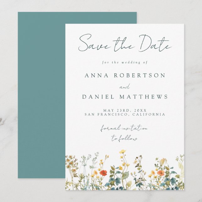 Wildflower Wedding Save The Date (Front/Back)