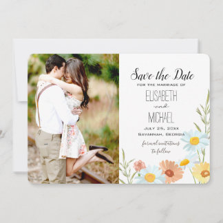 Wildflower Wedding Save the Date Cards with Photos