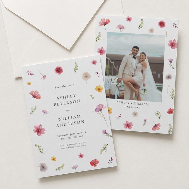 Wildflower Wedding Save the Date Photo Invitation (Creator Uploaded)