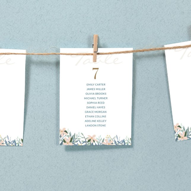 Wildflower Wedding Seating Chart Table Card (Creator Uploaded)