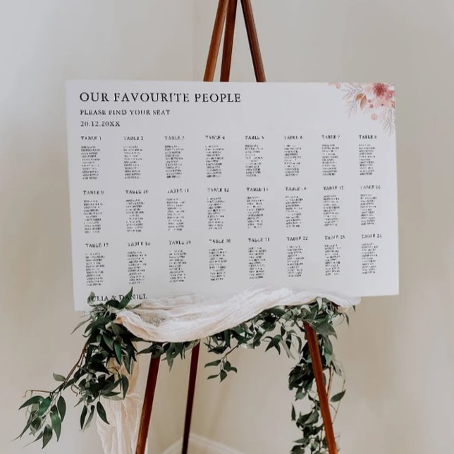 Wildflower Wedding Seating Chart Template (Wildflower Wedding Seating Chart Template)