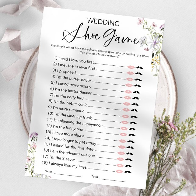 Wildflower Wedding Shoe Bridal Shower Game Invitation (Creator Uploaded)