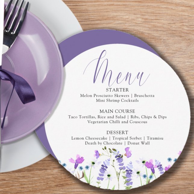 Wildflower Wedding Shower Purple Wildflower Menu (Creator Uploaded)