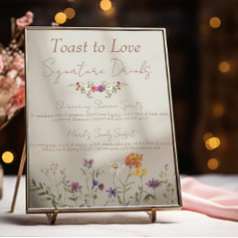Wildflower Wedding Signature Drinks Bar Sign
