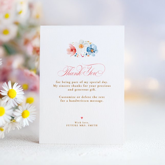 Wildflower Wedding Small Thank You  (Wildflowers Small Thank You Card)