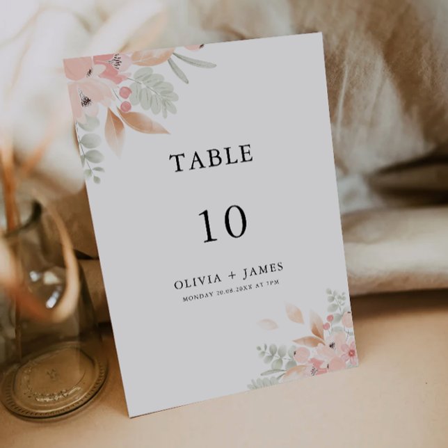 Wildflower Wedding table card Template (Wildflower Wedding table card Template)