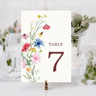 Wildflower Wedding Table Number