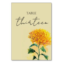 Wildflower Wedding Table Number Card
