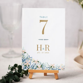 Wildflower Wedding Table Number Initials Date