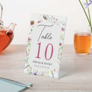 Wildflower Wedding Table Number Pedestal Sign