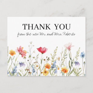 Wildflower Wedding Thank You Postcard