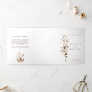 Wildflower Wedding Trifold Letter Fold Program