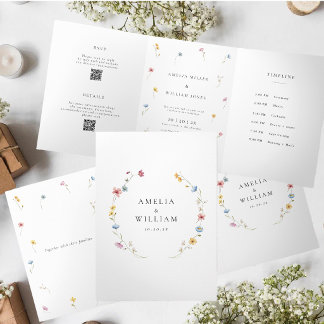 Wildflower Wedding Trifold | Timeline & RSVP