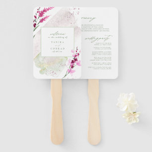 Wildflower Wedding Watercolor Ceremony Fusia ID954 Hand Fan