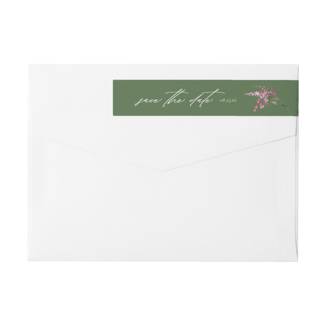 Wildflower Wedding Watercolor Green ID954 Wrap Around Label (Back)