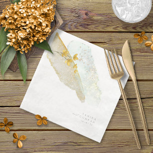 Wildflower Wedding Watercolor Paint Str Gold ID954 Napkin