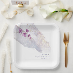 Wildflower Wedding Watercolor Paint Str Peri ID954 Paper Plate