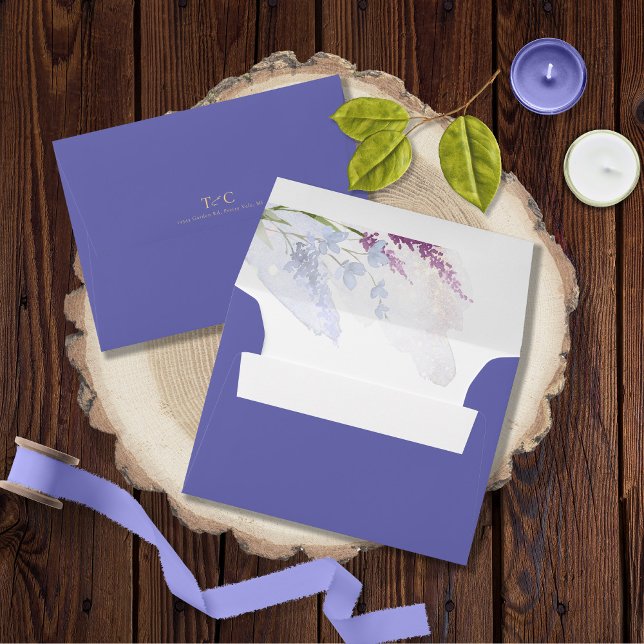Wildflower Wedding Watercolor Peri ID954 Envelope (Interior/Back In Situ)