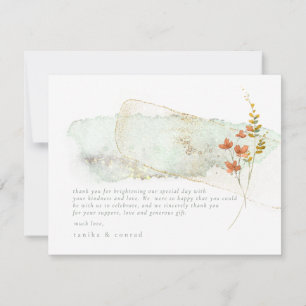 Wildflower Wedding Watercolor Thank You Gold ID954