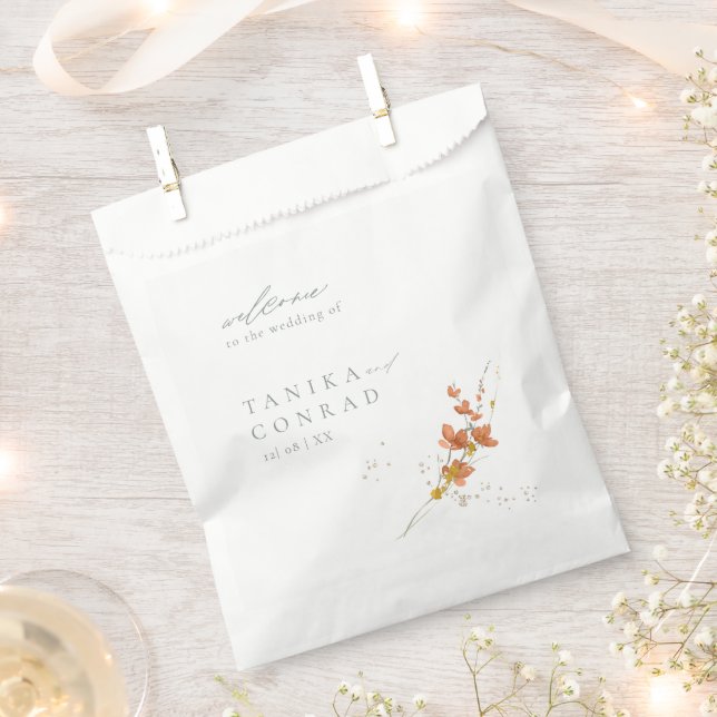 Wildflower Wedding Watercolor Welcome Gold ID954 Favour Bag (Clipped)