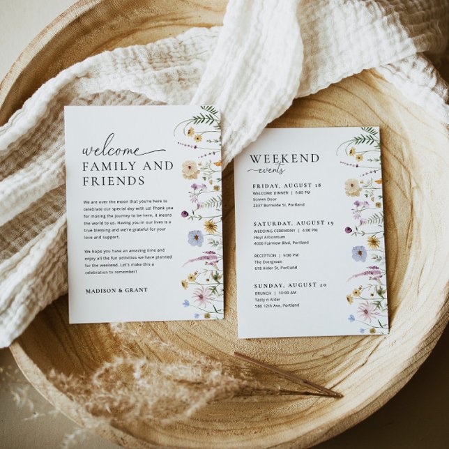 Wildflower Wedding Welcome Letter Timeline Card (Creator Uploaded)