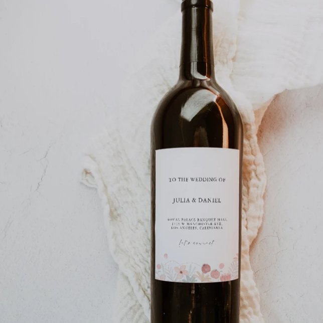 Wildflower Wedding wine bottle label Template (Wildflower Wedding wine bottle label Template)