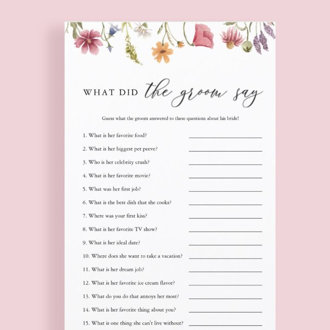 Wildflower What Did The Groom Say Bridal Game (Creator Uploaded)