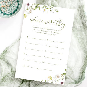 Wildflower where were they bridal shower game