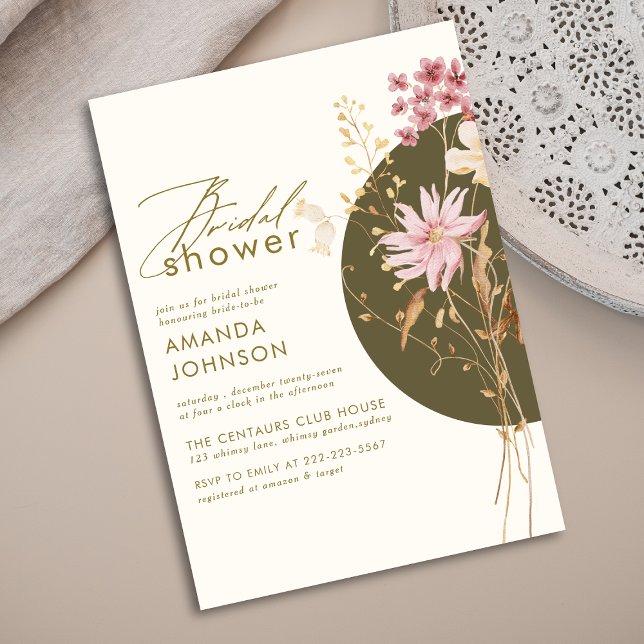 Wildflower Whimsical Boho Elegant Bridal Shower Invitation (Creator Uploaded)