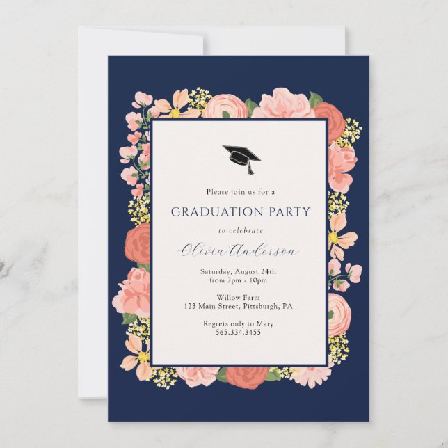 Wildflower Whimsical Floral Graduation Party Invitation (Front)