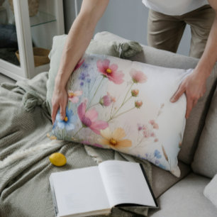 Wildflower Whispers in Watercolor  Lumbar Cushion