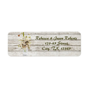 wildflower whitewashed wood french country wedding return address label