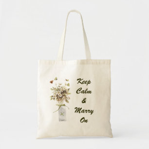 wildflower whitewashed wood french country wedding tote bag