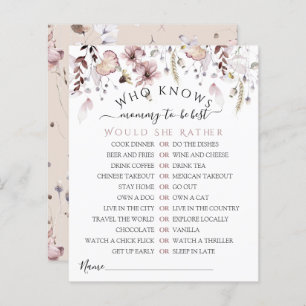 Wildflower Who knows mum best Baby Shower Game