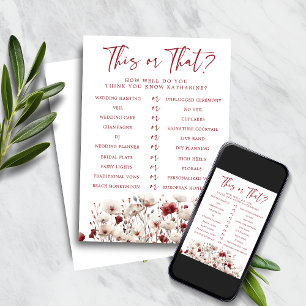 Wildflower Who Knows the Bridal Shower Game Invitation