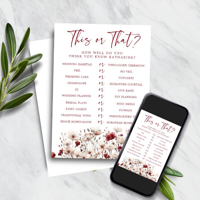 Wildflower Who Knows the Bridal Shower Game Invitation (Wildflower Who Knows the Bridal Shower Game)