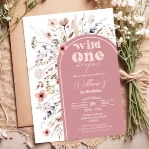Wildflower Wild and Onederful Birthday Invitation