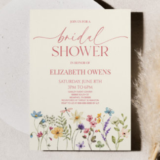 Wildflower Wild Flower Floral Bridal Shower Invitation