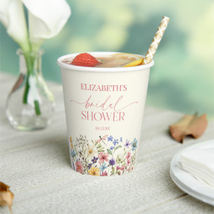 Wildflower Wild Flower Floral Bridal Shower Paper Cups
